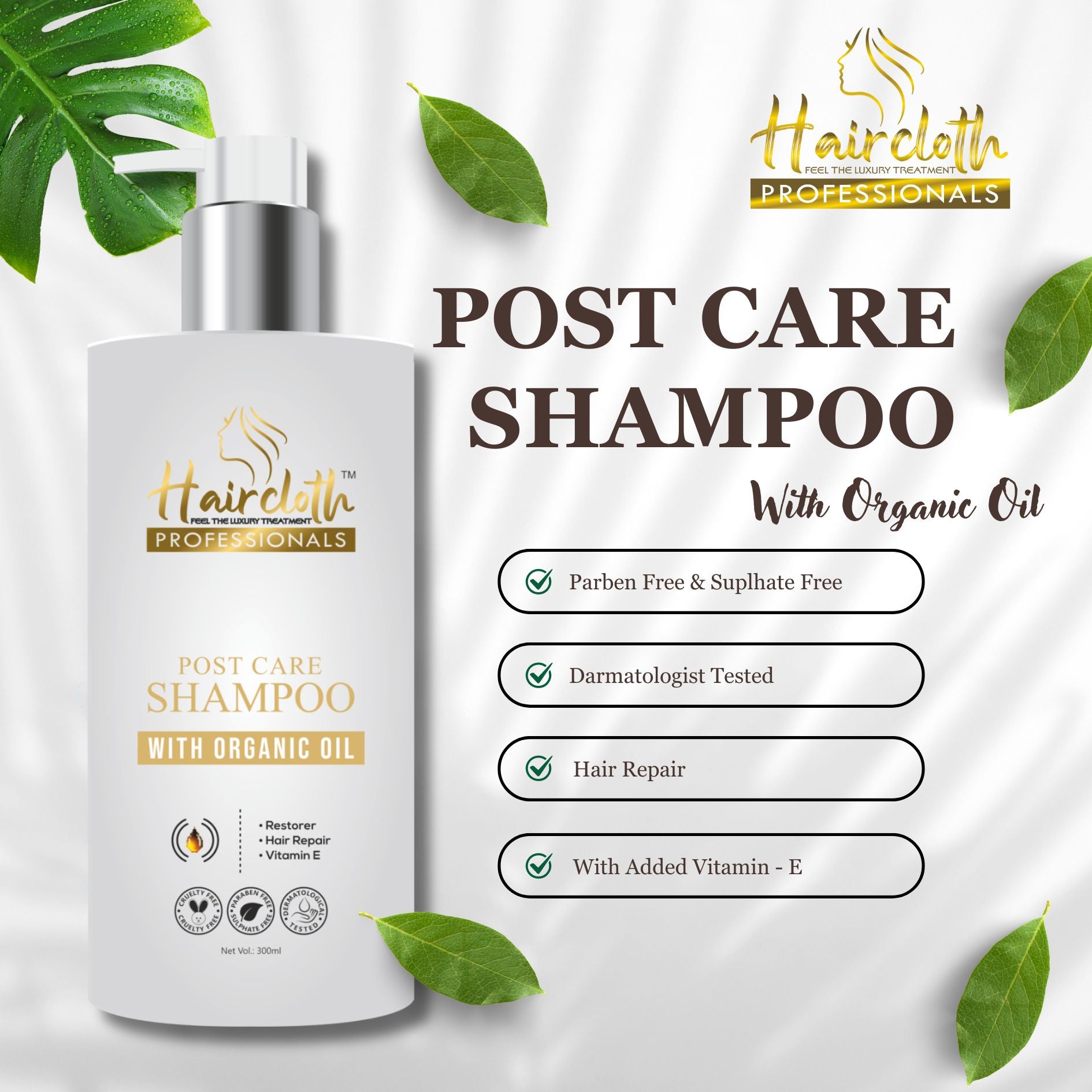 Haircloth Professionals Post Care Shampoo ( 300ML ) - Haircloth Professionals